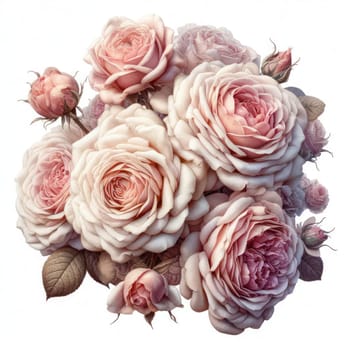 beautiful bunch of roses as a center piece bouquet on white background generative ai illustration