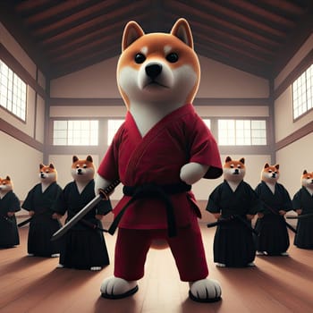 master sensei shiba inu teaches disciples the way of the dog martial arts generative ai