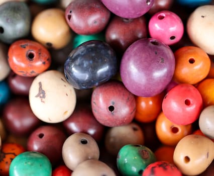 Lots of jewellery beads, beads for a bead necklace in a wooden box.