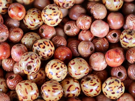 Lots of jewellery beads, beads for a bead necklace in a wooden box.