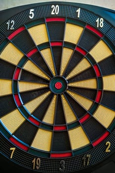 Electronic dartboard to play darts. Closeup shot