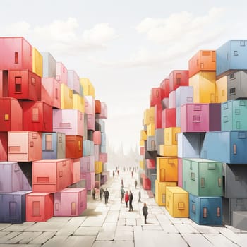 Think outside the box, businessman with colorful cardboard, creative mind, brainstorming for new ideas, be innovative, no limitation