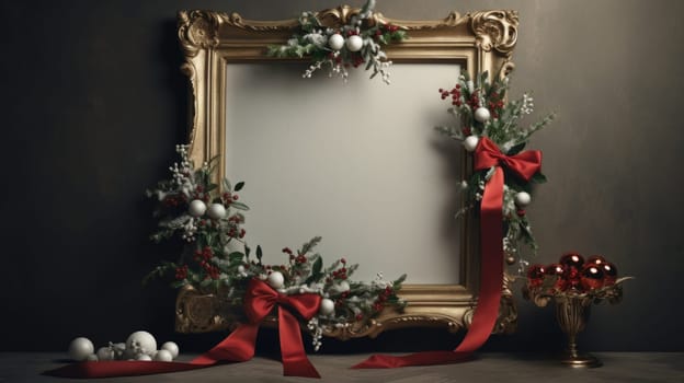 ribbon xmas frame christmas season holiday, ai