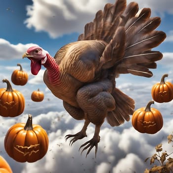 Turkey before side dish for the Thanksgiving feast. Traditional Thanksgiving feast. AI generated image
