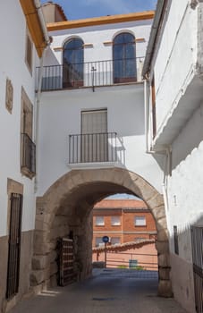Virgen de la Guia Gate. View from inner city. Access to Coria wall enclosure. Caceres, Extremadura, Spain