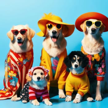studio style shot of dogs fashionably dressed dogs ready to go out for poster or advertisement generative ai