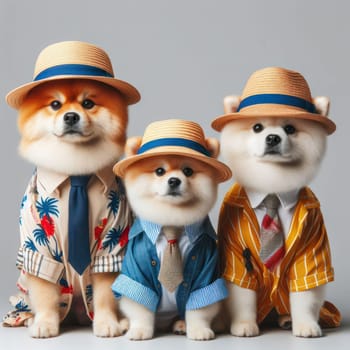 studio style shot of dogs fashionably dressed dogs ready to go out for poster or advertisement generative ai