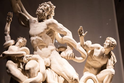 Bassano del Grappa, Italy - December 2022: statue of Laocoon and his sons, famous ancient scultures since it was escavated in Rome in 1506 - Property Vatican Museum