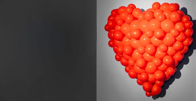 Red heart - symbol of love, romantic, celebration. Concept with copy space