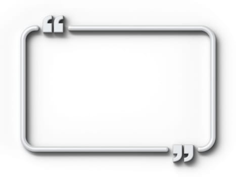 Copy space quotes frame 3D rendering illustration isolated on white background