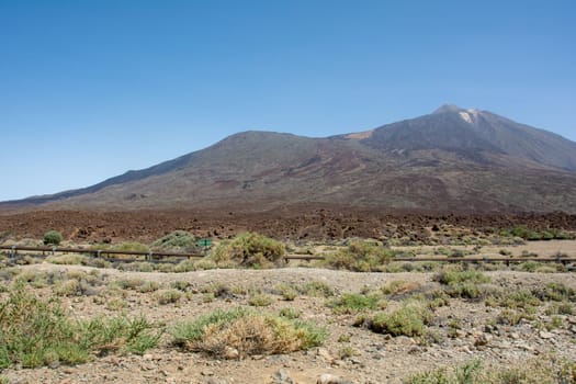 Gigantic rocks in the volcanic landscape in El Teide National Park on the Canary Island of Tenerife, Spain