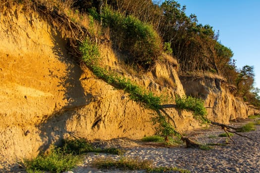 Dangerous cliffs with demolition danger on the island of Poel on the Baltic Sea, Germany