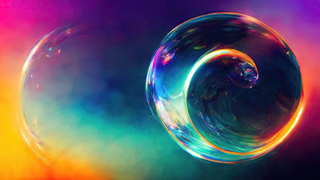 Colorful, round bubbles in geometric pattern on a vibrant background. artificial art