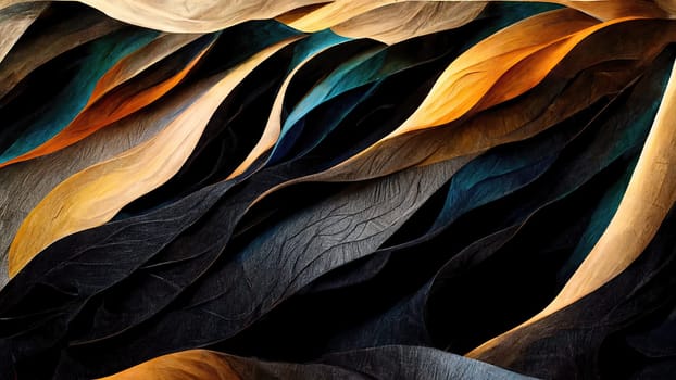 Elegant gradient waves in dark colours as background. Artificial Art.
