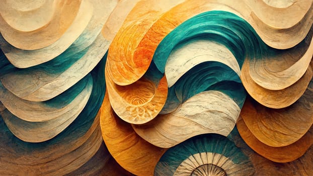 Colorful waves of vibrant orange and beige create a modern backdrop. artificial art