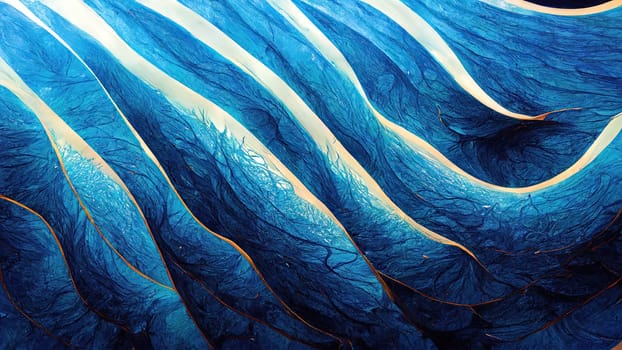 Mesmerizing Aqua Energy - Abstract Artwork with Gradient Waves and Water Drops on White Background. artificial art