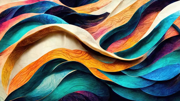 Colorful waves of vibrant orange and beige create a modern backdrop. artificial art