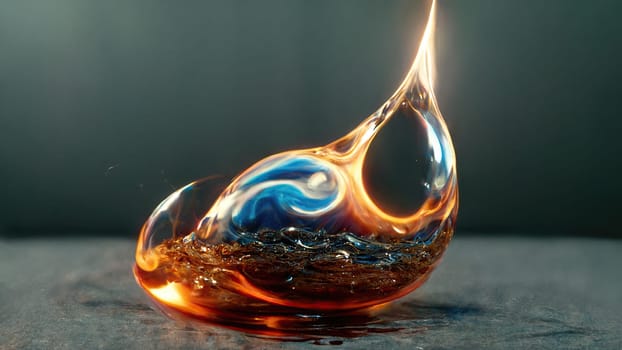 Abstract golden flame on a bright bokeh background.. artificial art