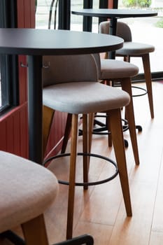 Vintage retro cafe with red decoration, stock photo