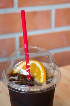 Iced americano black coffee drink, stock photo