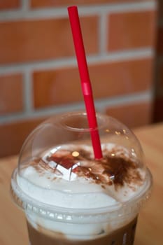 Iced mocha milk coffee drink, stock photo