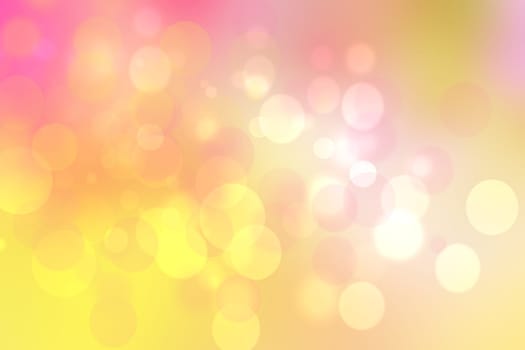 Colorful party invitation background. Abstract pink yellow white texture with blurred bokeh lights. Beautiful backdrop for design of invitation for various holidays. Card concept.