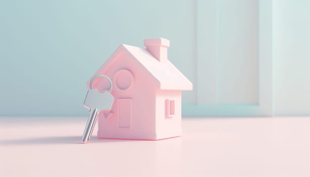 Miniature house pastel 3d illustration of a small house. Concept for buying or renting new house. Real estate investment Mortgage Copy space New home Space for text
