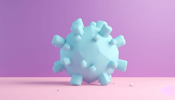 Cell 3D animation pastel colored. Virus disease. Abstract background virus. Set virus. Virus icon set. Infection flu, pneumonia. Bacteria, microbes fungi. Danger to a living organism. Viruses under the microscope. illustration Copy space Space for text