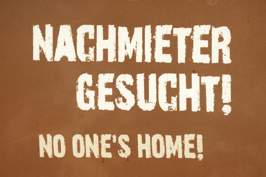 Sign with the German inscription Nachmieter gesucht. Translation: New tenant wanted