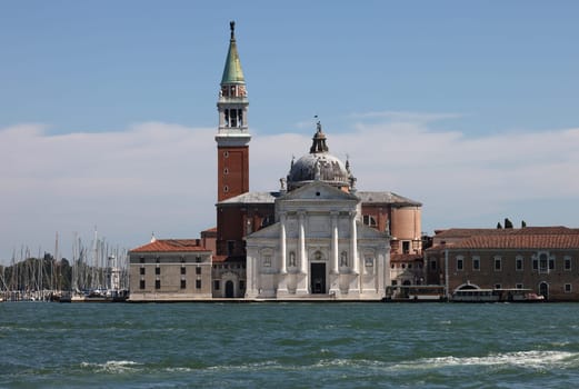 Venice, Italy - September 5, 2022: basilica of San Giorgio Maggiore, designed by Andrea Palladio and located on the island of San Giorgio Maggiore.