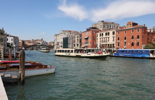 Venice, Italy - September 5, 2022: View of the Grand Canal from the terrace at the Peggy Guggenheim Collection in Venice