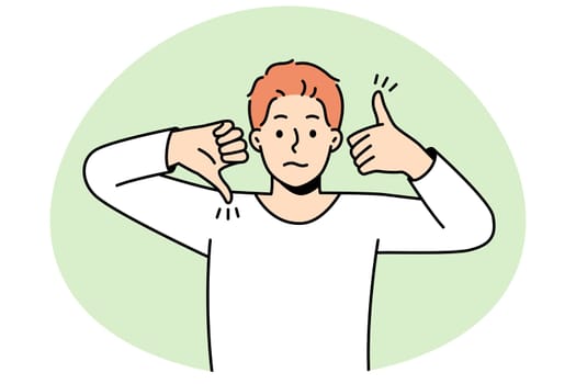 Frustrated man show like and dislike