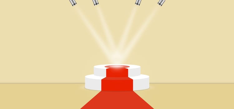 Vanilla Custard color abstract with stage podium and lighting display platform, modern studio, wall scene fashion, stage podium scene with for Award Ceremony and colorful presentation simple art spotlight summer banner. 3D rendering.