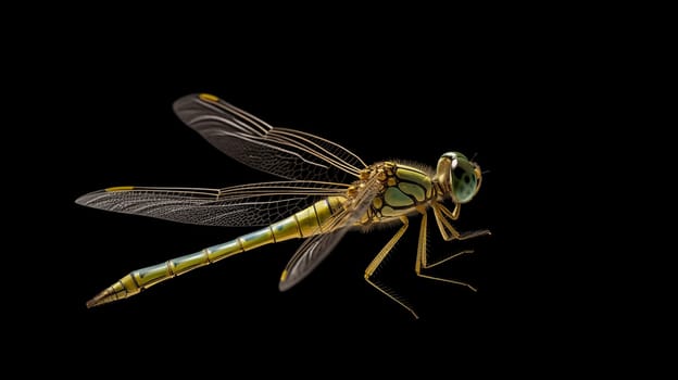 Green Dragon fly macro on plain backrounbd