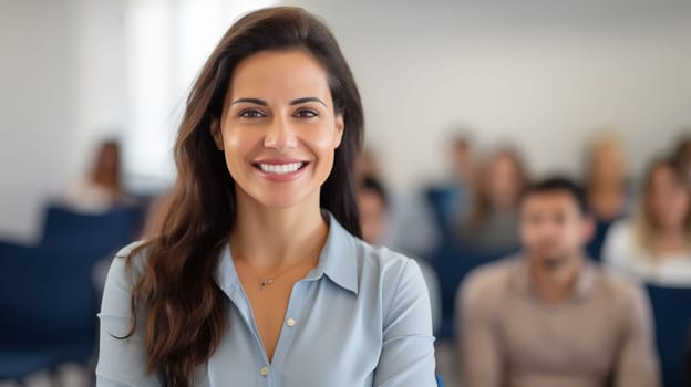 portrait of smiling business woman wearing business suit and smiling
