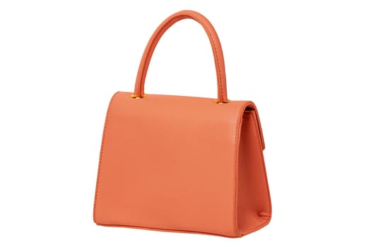 Stylish women's handbag. A fashionable female pink luxury handbag isolated on white. Fashionable womans accessories. Back view. Advertising.