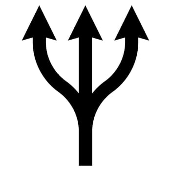 Triple path icon, triple arrow from one Neptune trident
