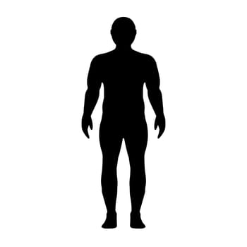 Silhouette athletically built stocky man contours relief muscles athlete