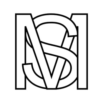 Logo sign ms sm icon double letters logotype m s