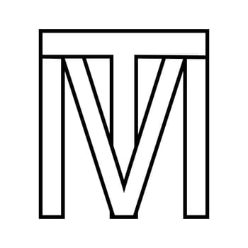 Logo sign mt tm, icon double letters logotype m t