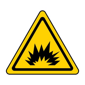 Warning sign caution explosion triangular sign explosion indicating blasting operations