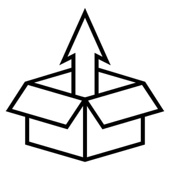 Icon unpacking box delivered parcel unboxing gift, box arrow up