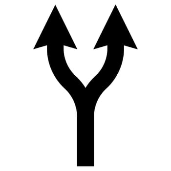 Fork in path icon, double arrows up bifurcation arrow