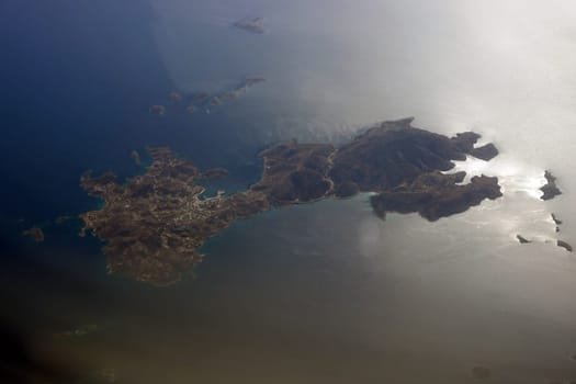 Luftaufnahme der Dodekanes-Insel Lipsi, auch Lipsos oder Lepsia, Ägäis, Griechenland