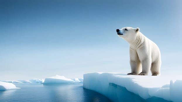 The Polar bear or Ursus maritimus standing in Sea