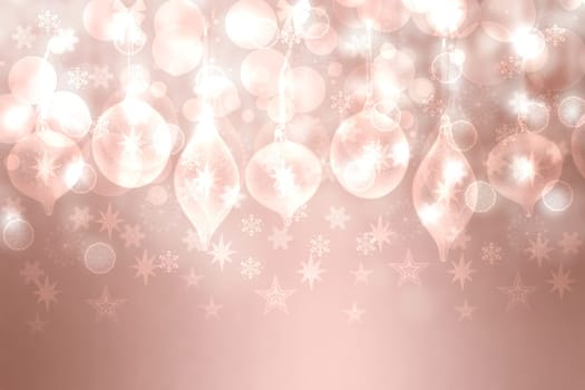 Winter background. A festive abstract Happy New Year or Christmas background texture with golden brown white blurred bokeh lights and stars. Space for design. Card concept or advertising.