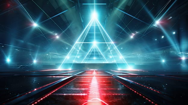 Blue red neon laser futuristic background. Generative AI design