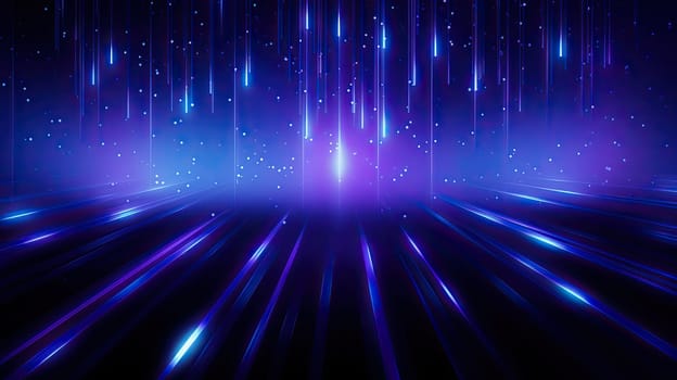 Blue neon laser lines abstract background. Generative AI design