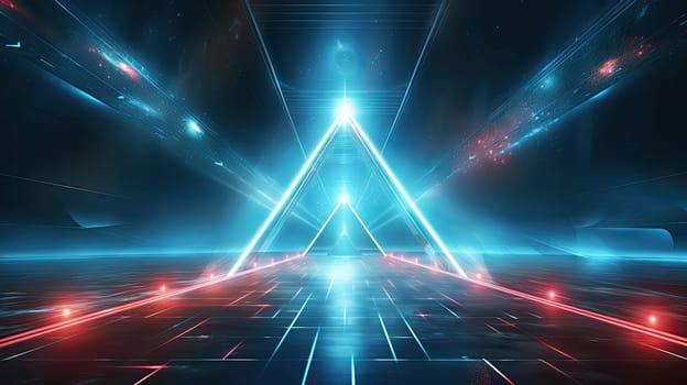 Blue red neon laser futuristic background. Generative AI design