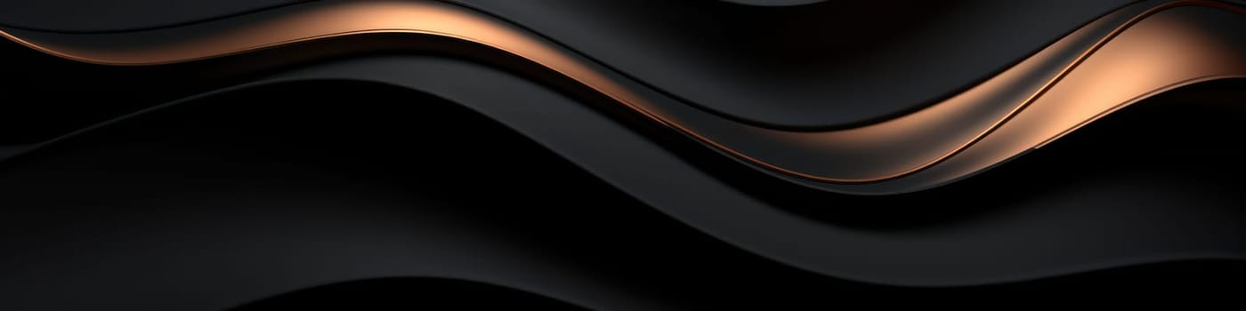 Bronze and black smooth liquid waves abstract background. Generative AI design